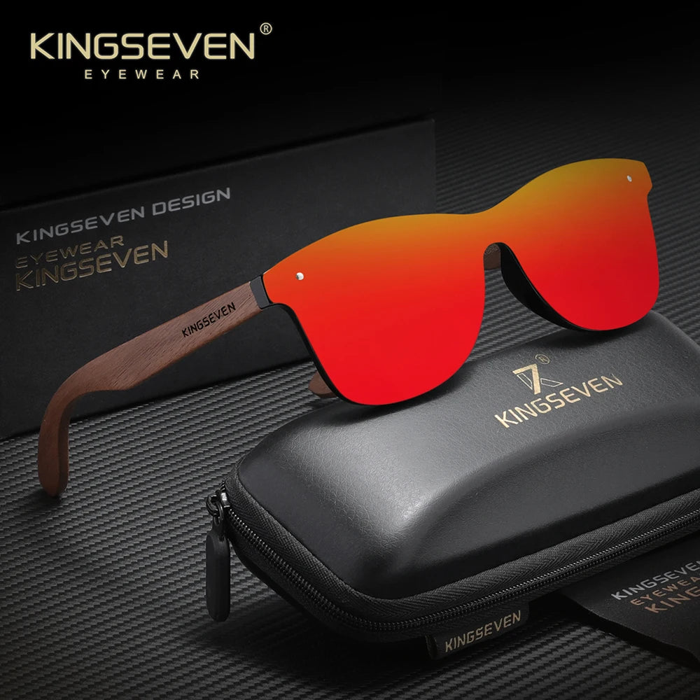 Kingseven black walnut wood sunglasses for man polarized anti-reflecti eyeglass men uv400 protection eyewear accessory