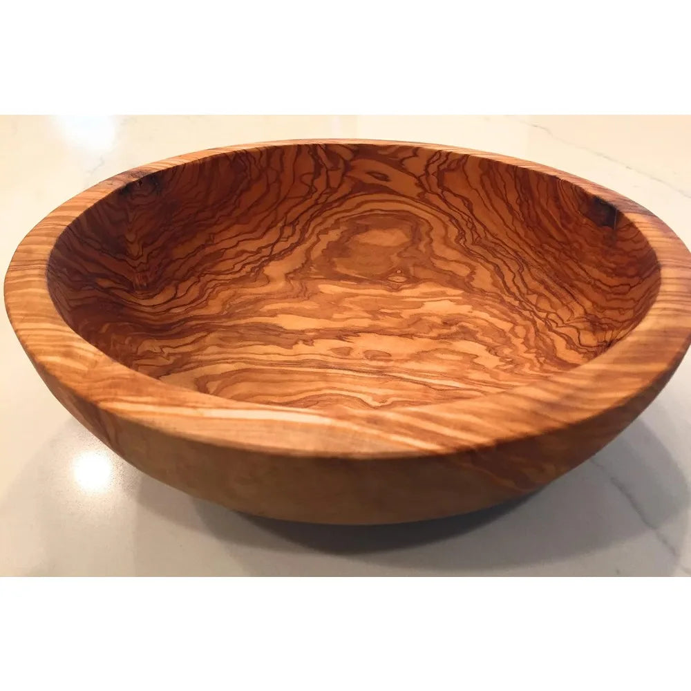 Handcrafted olive wood serving bowls - unique decorative wooden for fruit salad snacks and chips in small medium si