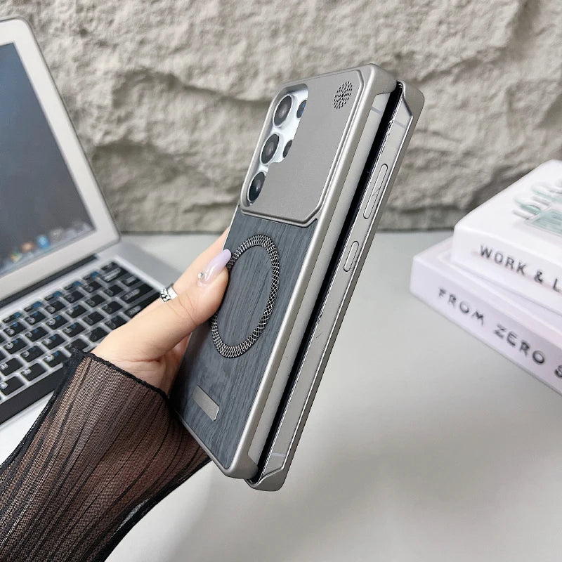 For magsafe magnetic luxury solid color wood grain not bordered aromatherapy phone case samsung s25 ultra s23 s24