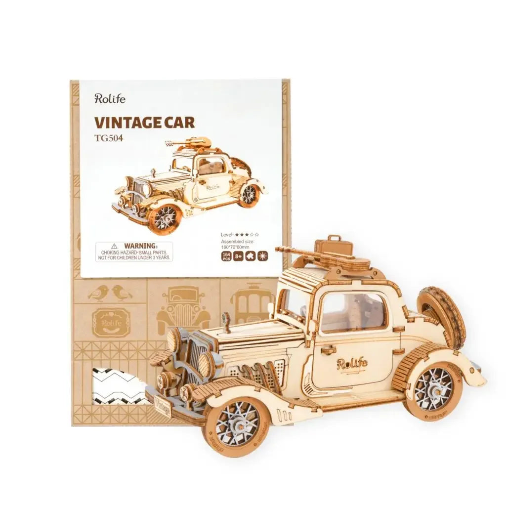 Robotime rolife vintage car model 3d wooden puzzle toys for chilidren kids adult tg504 - united states