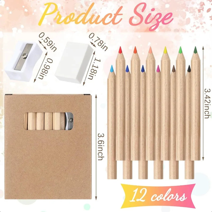 24 set mini drawing class colored pencil bulk for kid 3.5 in back to school plies portable short fat per 12 different
