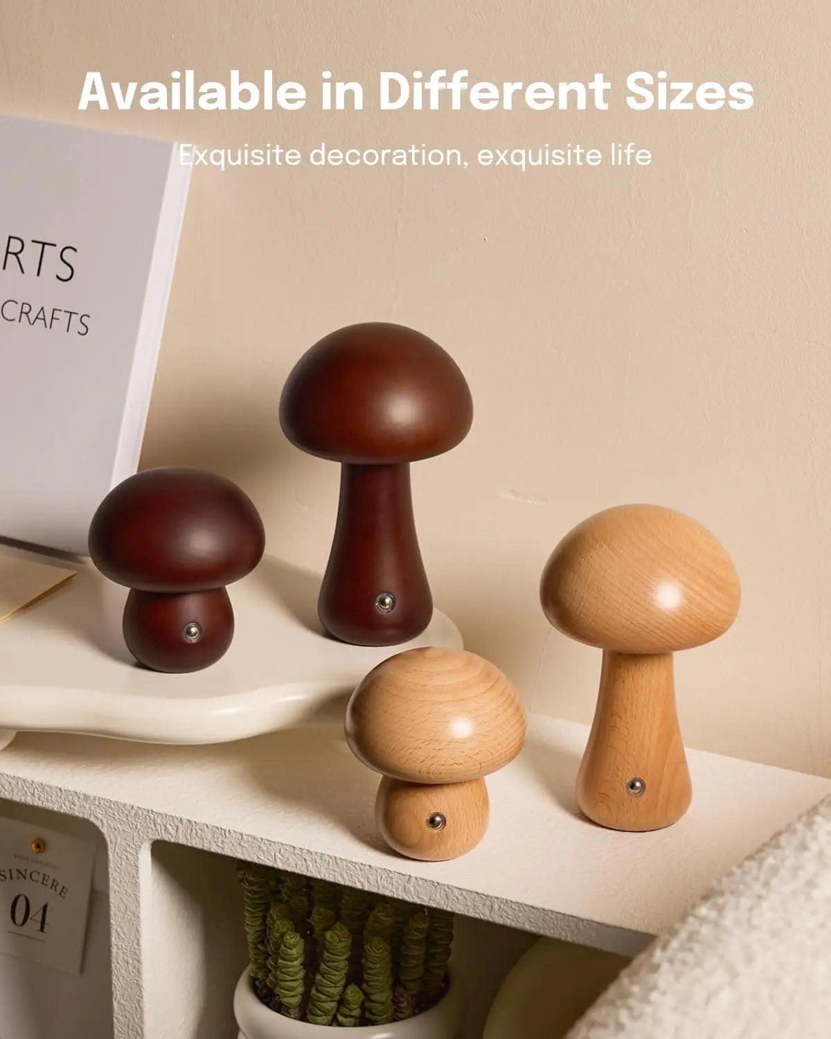 Ins led night light with touch switch wooden cute mushroom bedside table lamp for bedroom childrens room sleeping lamps