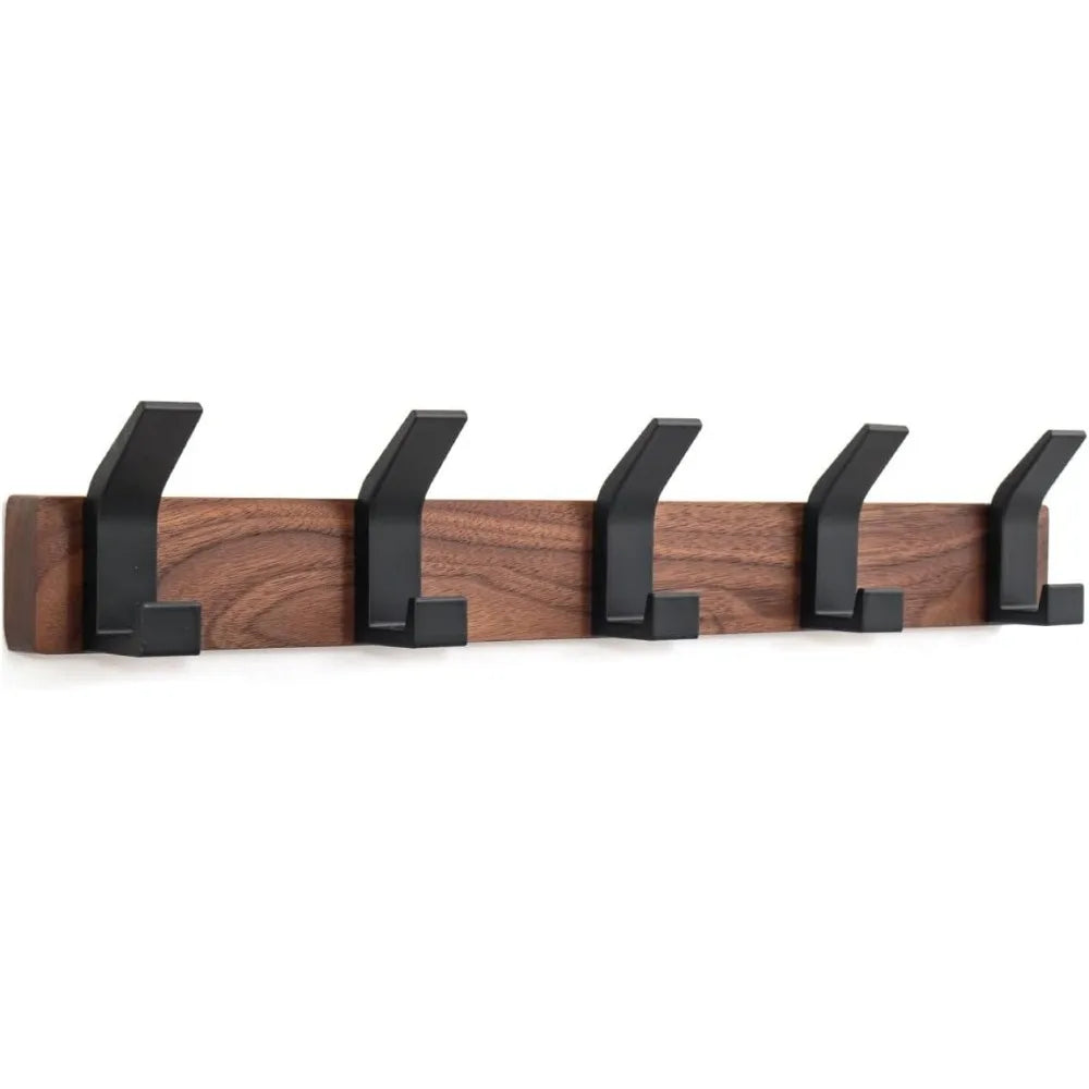 Coat rack wall mount - 16.9 inches with 5 hooks walnut wood mounted rustproof hanger b - united states / walnut