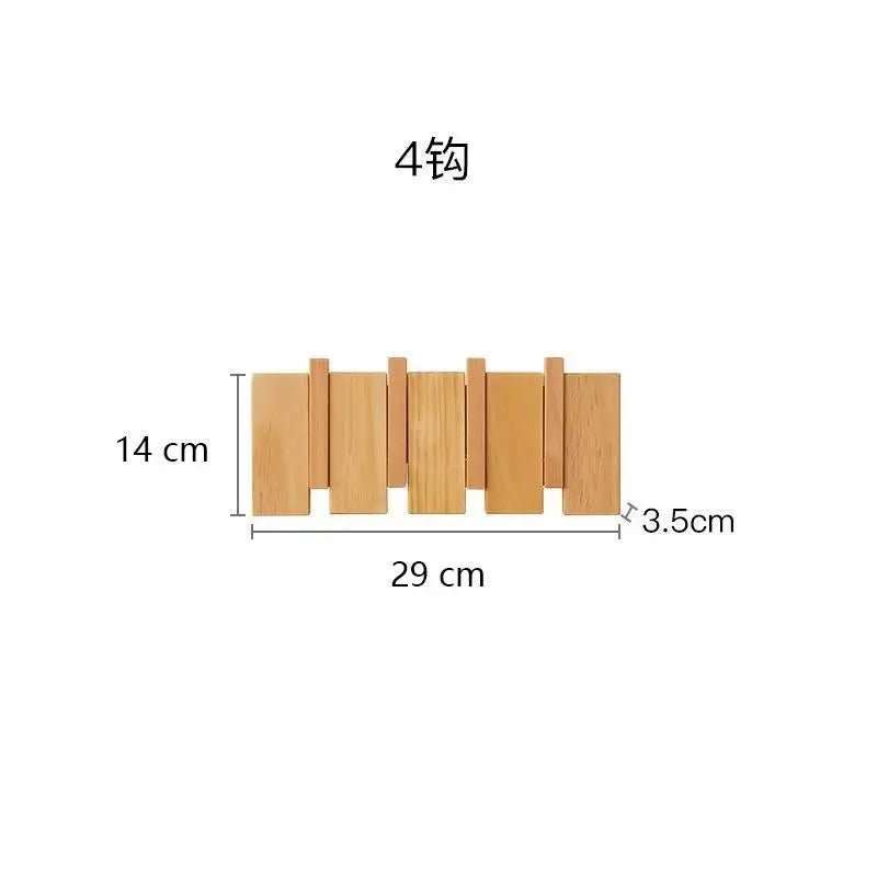 Wood coat rack wall mount hanger keys beech walnut door hook hat organizer porch entry home decor - pine-4 hooks