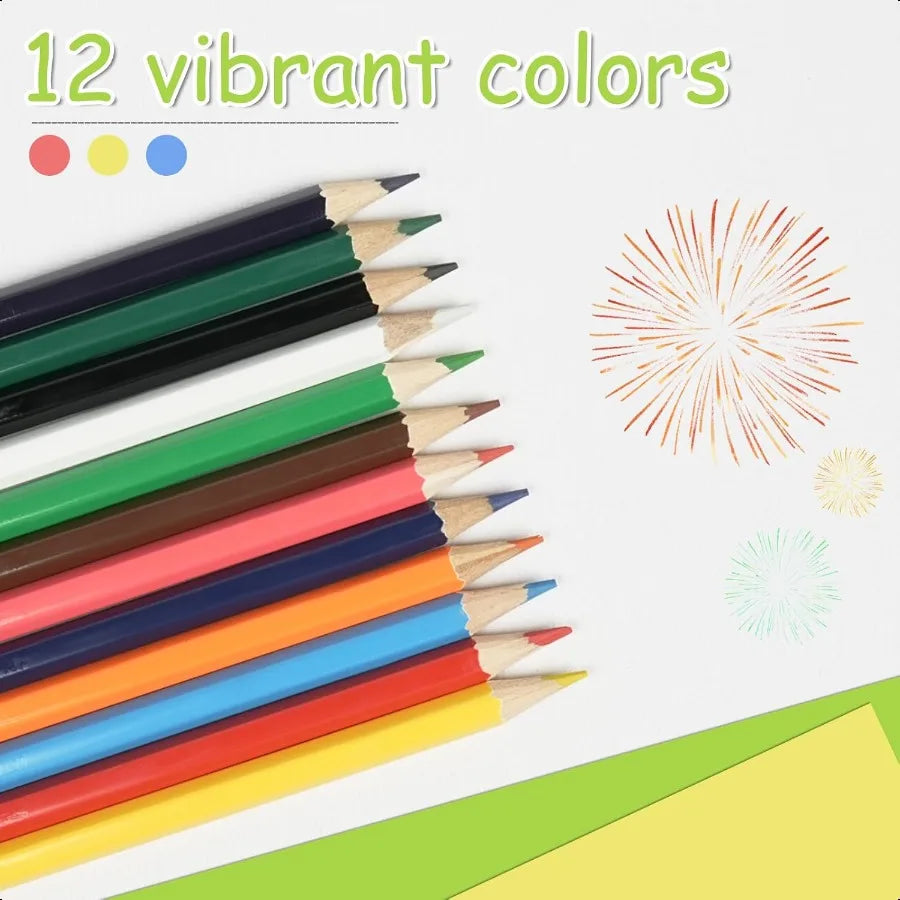 Colored pencils bulk 12 assorted colors coloring set for adults drawing sketch back to school woodcase lead - united