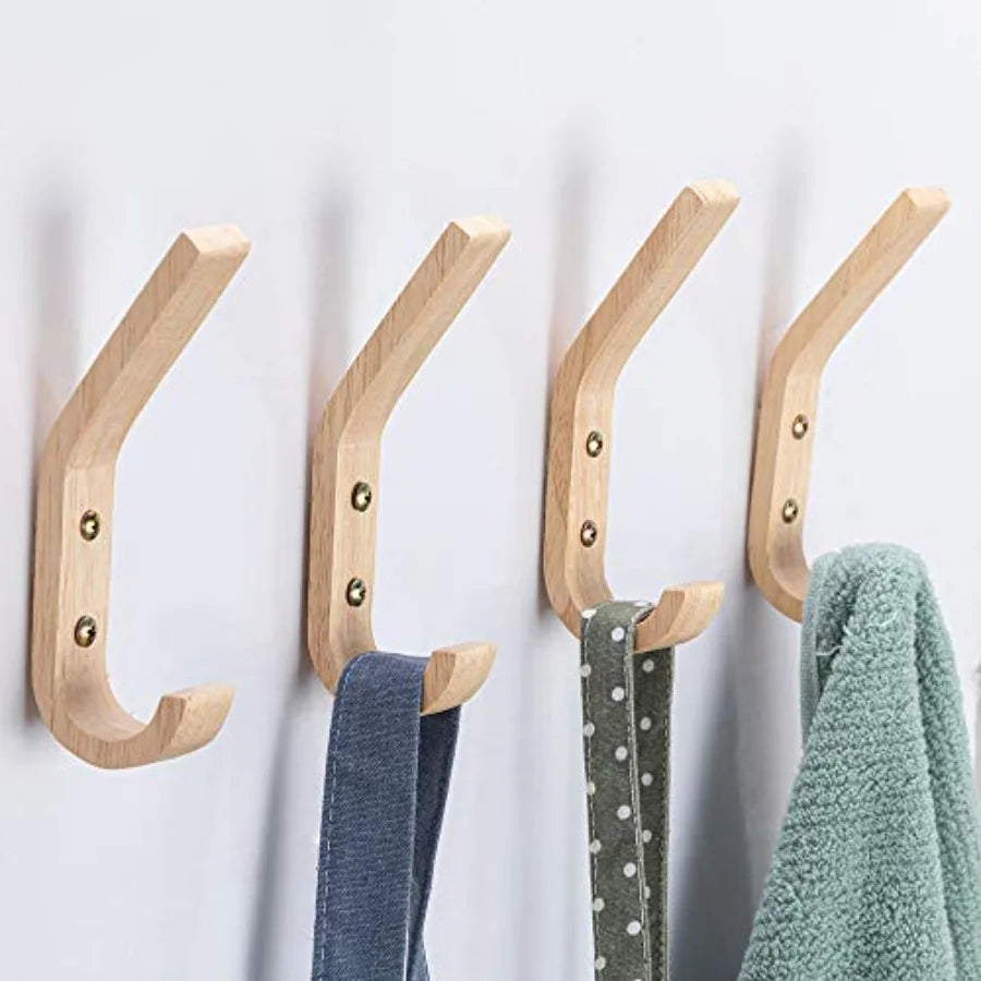 Wood hooks wall mounted coat vintage single organizer heavy duty for towel hat hanging 4 pack oak - united states
