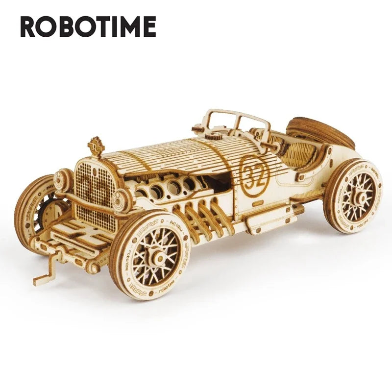 Robotime rokr 3d wooden puzzle montessori toys steam train army jeep heavy truck model building kits for kids