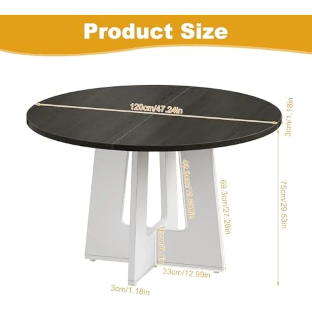 47 inches round dining table for 4 people large dinner farmhouse wood kitchen dinning room liv - united states / grey