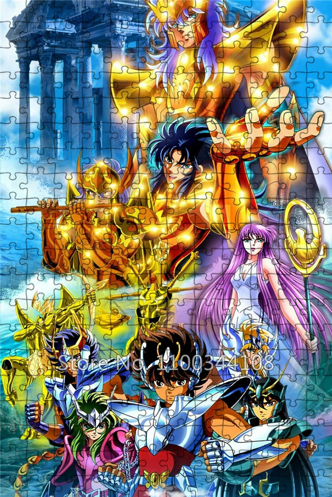 Saint seiya puzzle japanese anime knights of the zodiac 300/500/1000 jigsaw puzzles children’s educational toys family