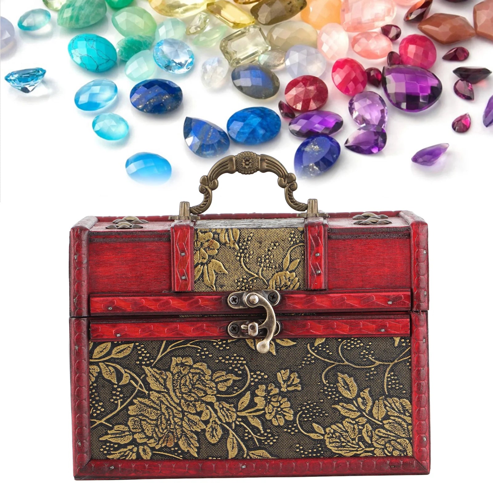 Jewelry organizer box case portable wooden pu display storage for - l / like picture / united states - box