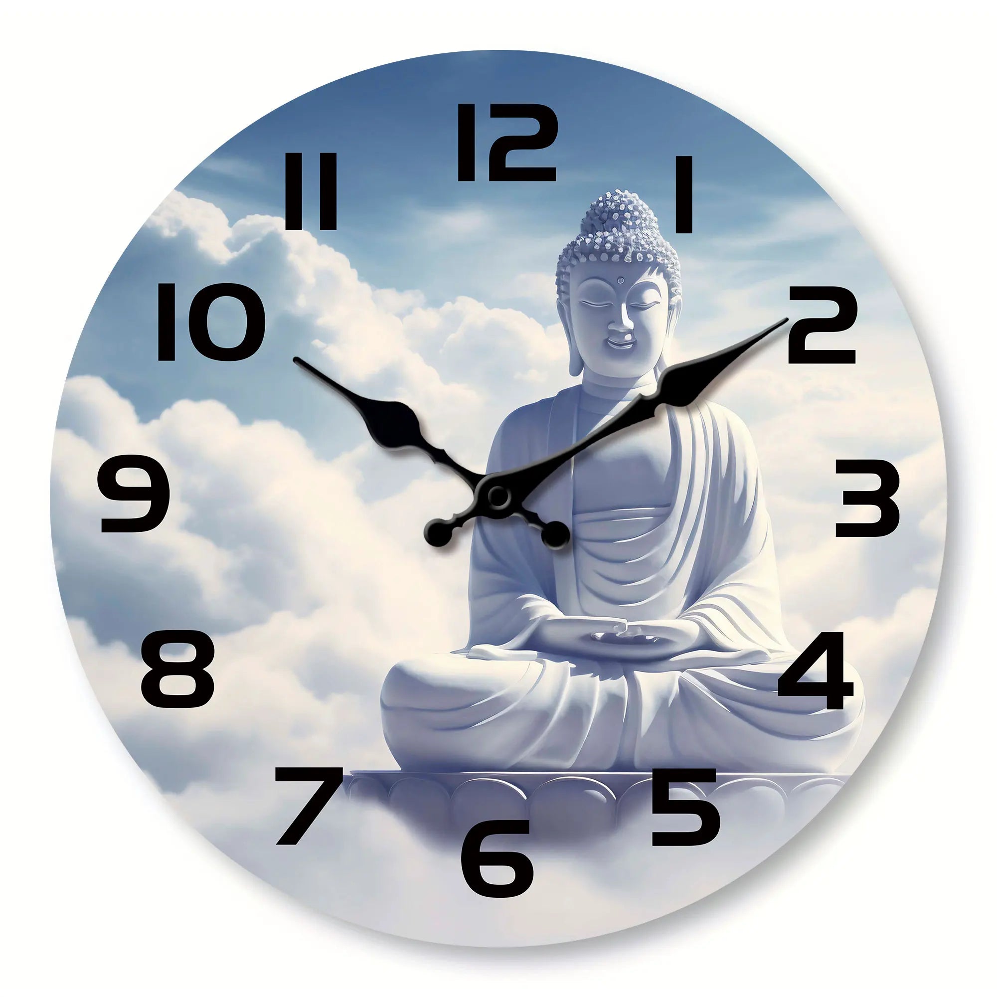 1pc white ’buddha’ wooden wall clock religious theme design buddha - silent non-ticking living room bedroom kitch - 10