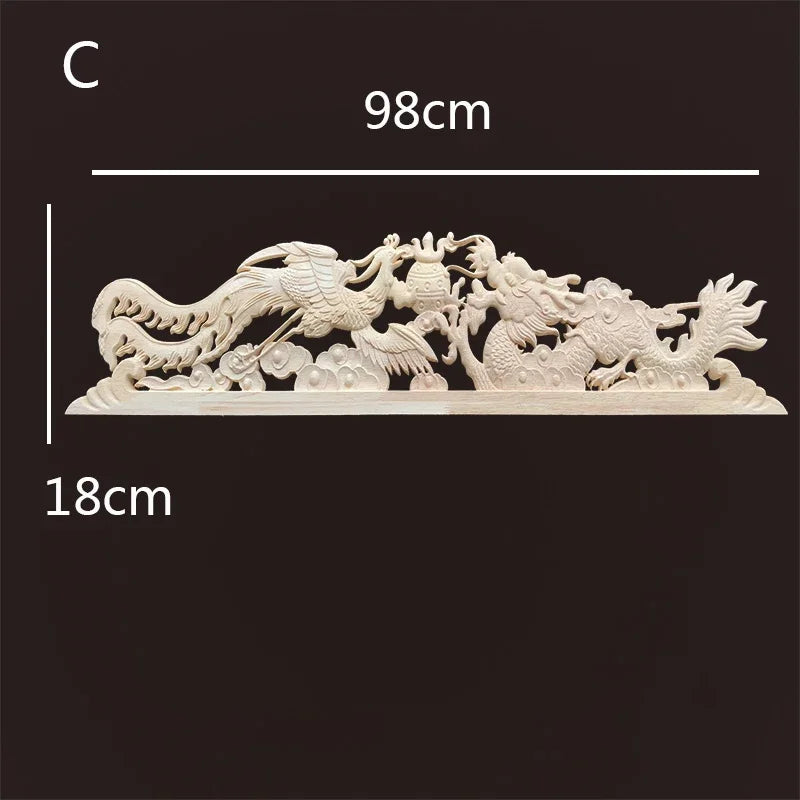 Chinese dragon wood carving onlays and appliques home decorations accessories antique moulding decals for furniture