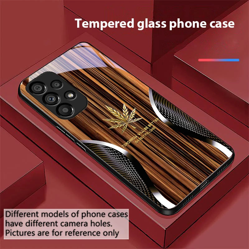 Wood grain snake for samsung galaxy s10 s20 plus s21 fe s22 s23 s24 s25 ultra black tempered glass phone case hard