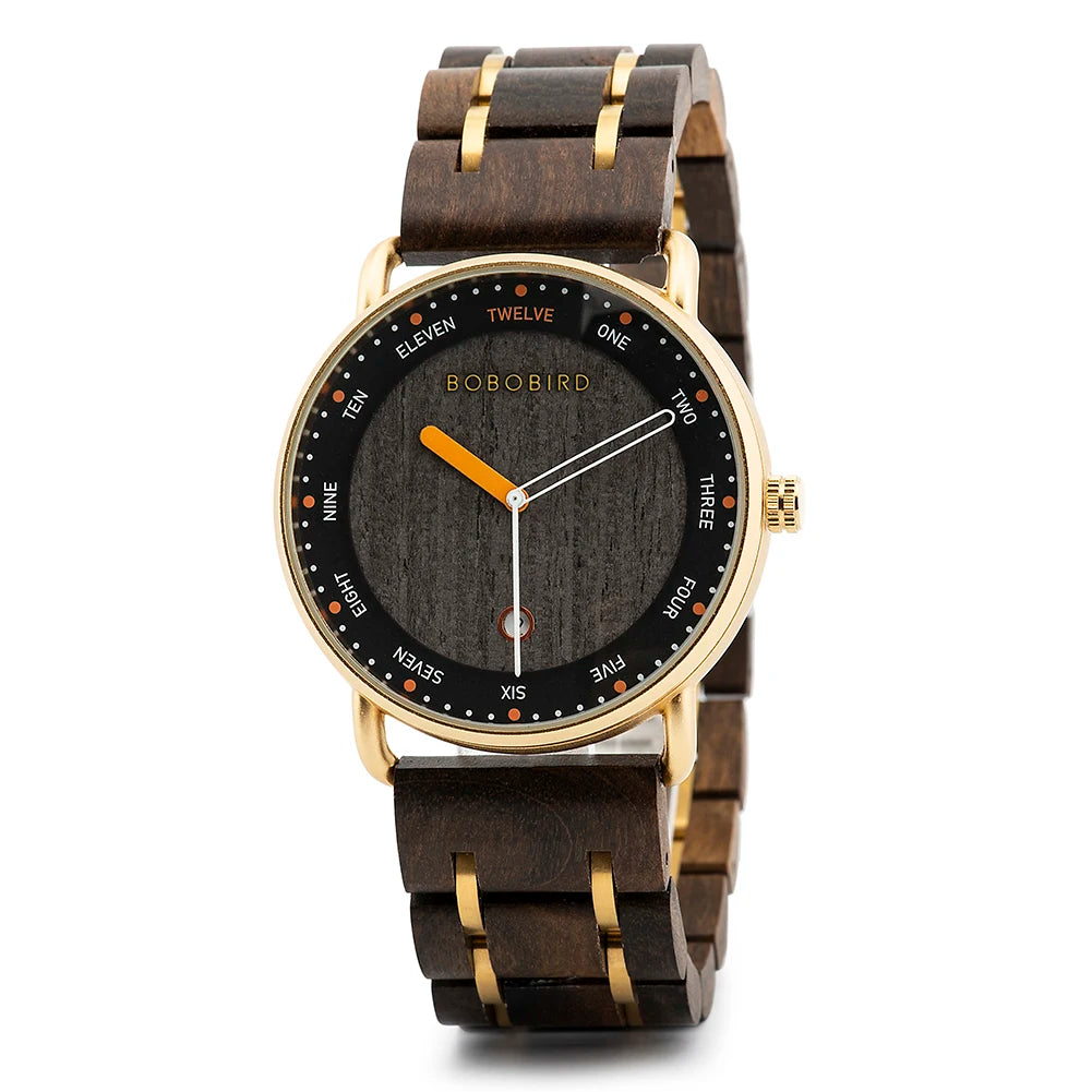 Bobo bird wooden men watch new design fashion women wristwatch luminous hand wood strap alloy clock great gift box