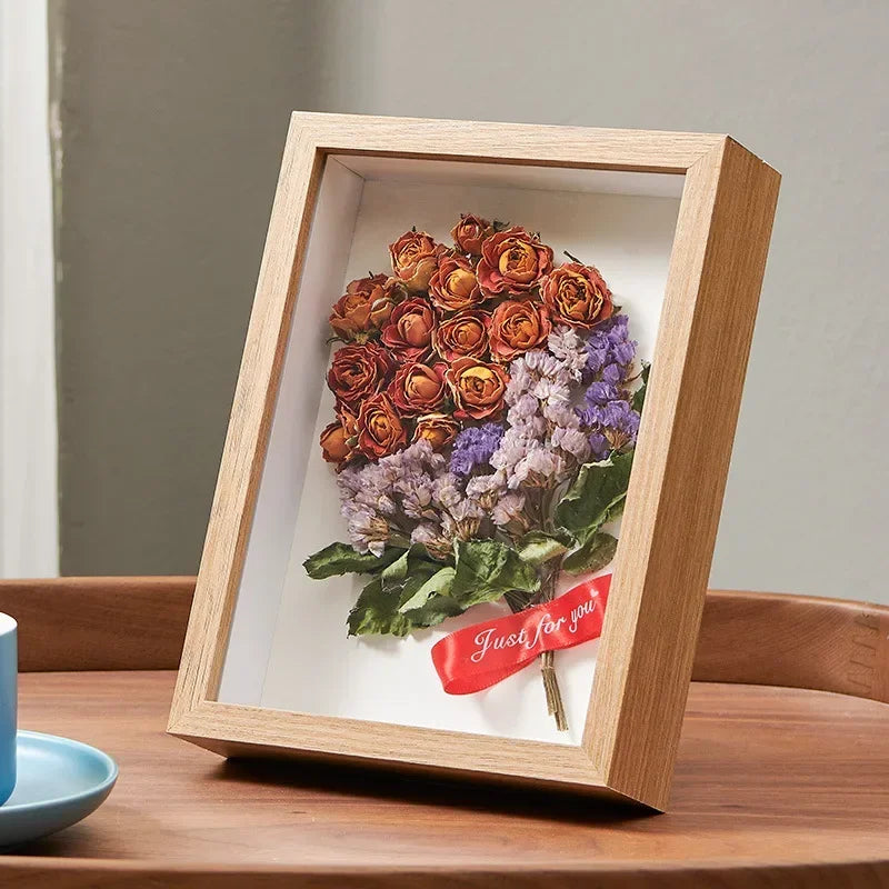 2pcs 3d photo frames wooden picture frame depth 5cm nordic shadow box dried flower specimens holder handmade diy gift