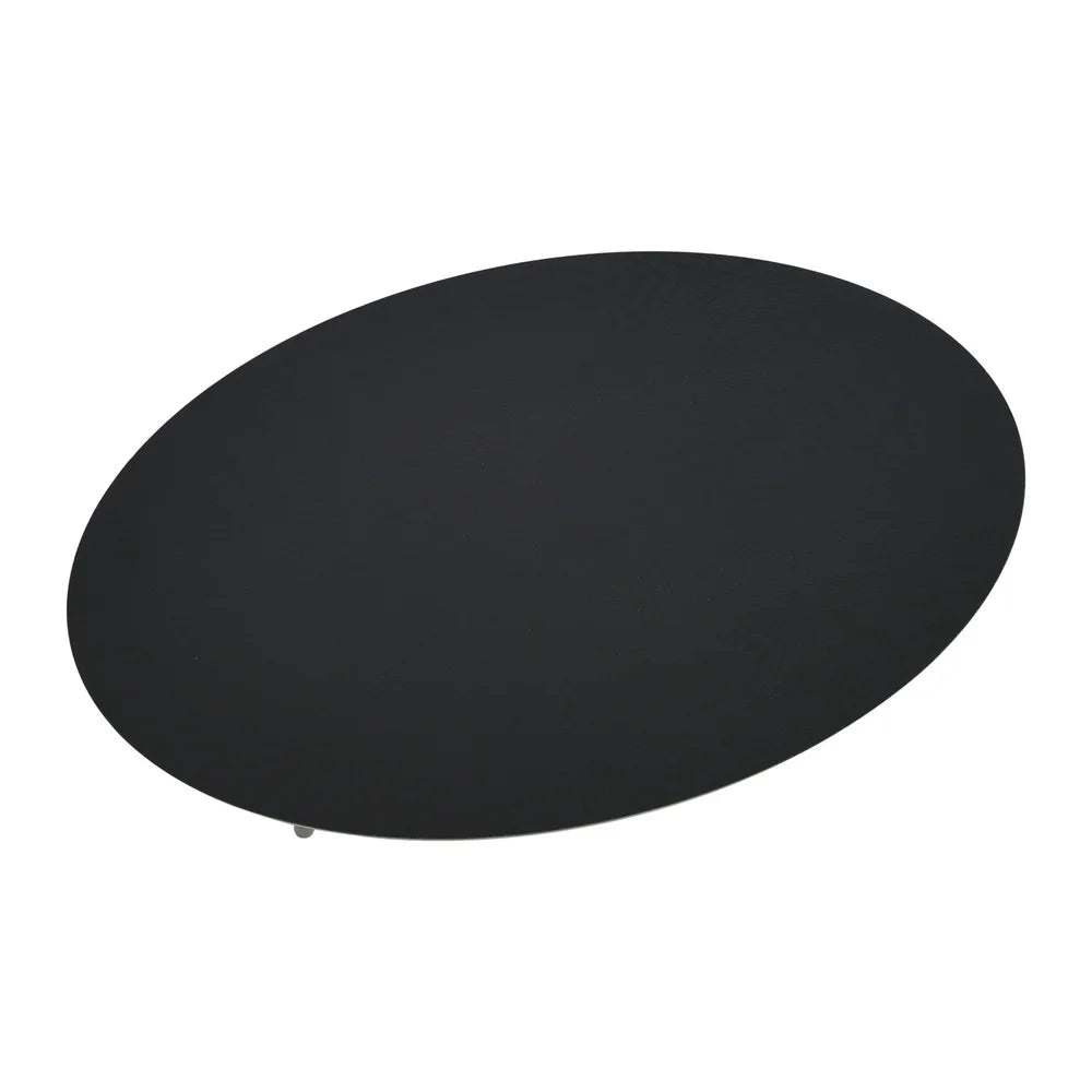 Oval coffee table with storage shelf black oak wood grain durable engineered modern design lightweight easy assembly