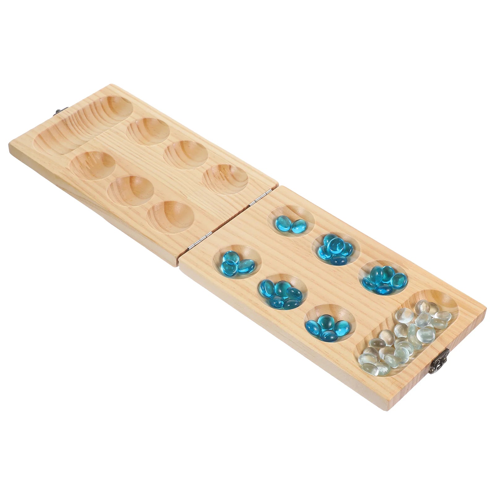 Foldable gem chess children mancala logic training gemstone toy game for kids pine wood - assorted color