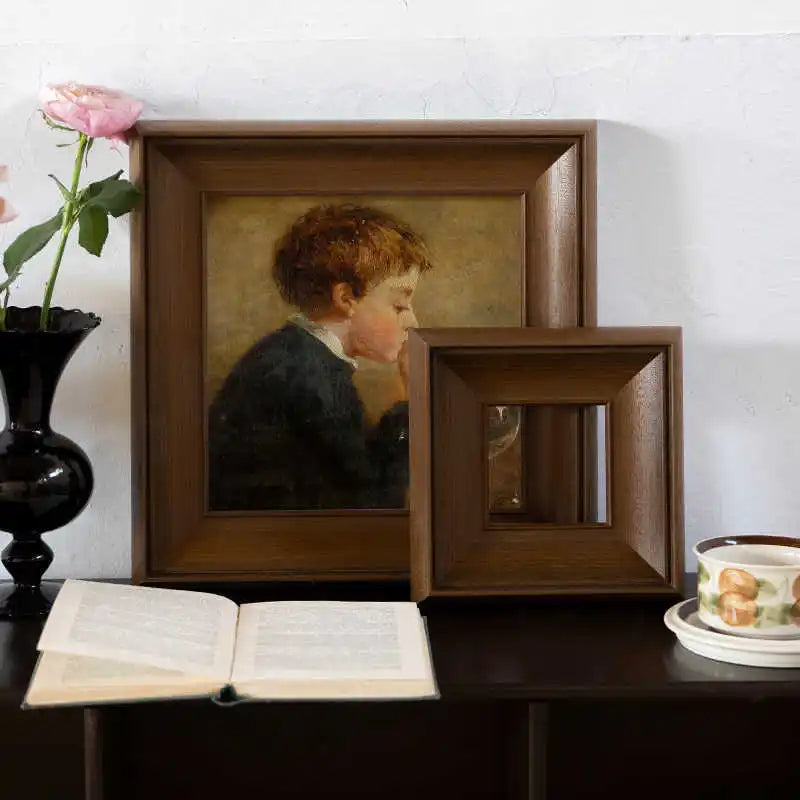 Classic solid wood walnut picture frame vintage european style wall hanging photo for oil paintings and artwork home