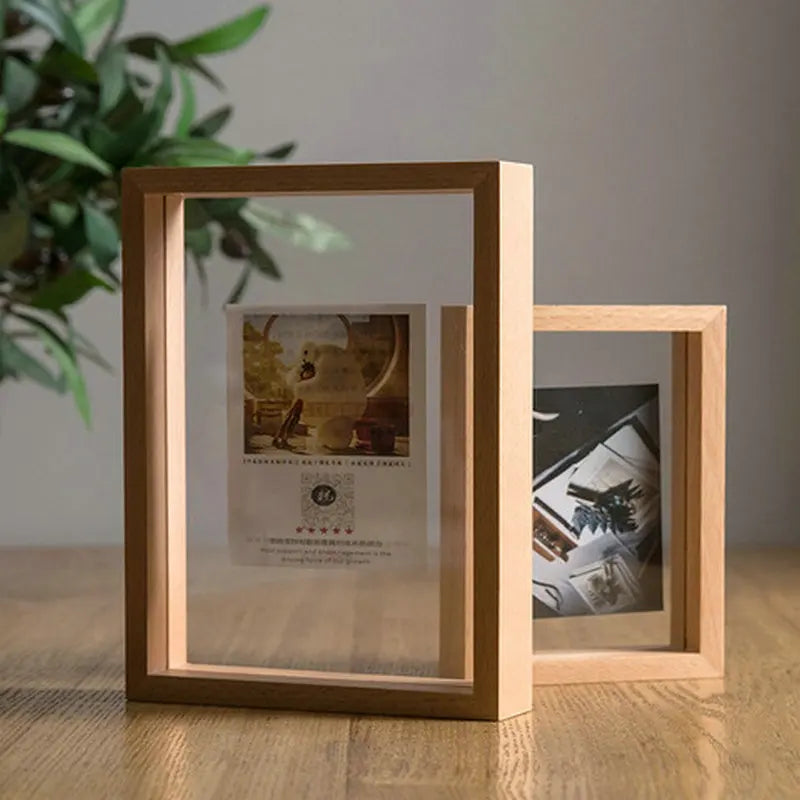 Wooden picture photo frames table display double side pressed flower plant specimen herbarium clip glass frame