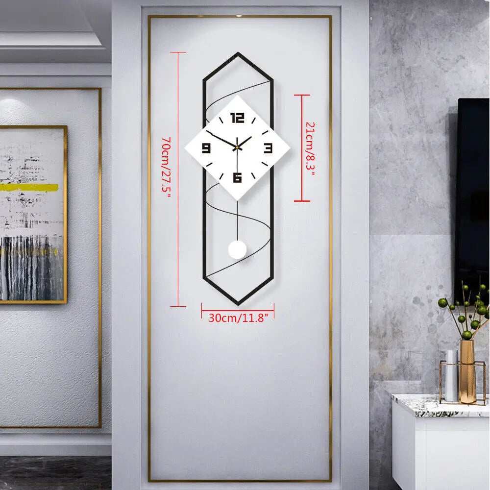 Modern pendulum clock metal wood wall rectangle decorative usa - united states