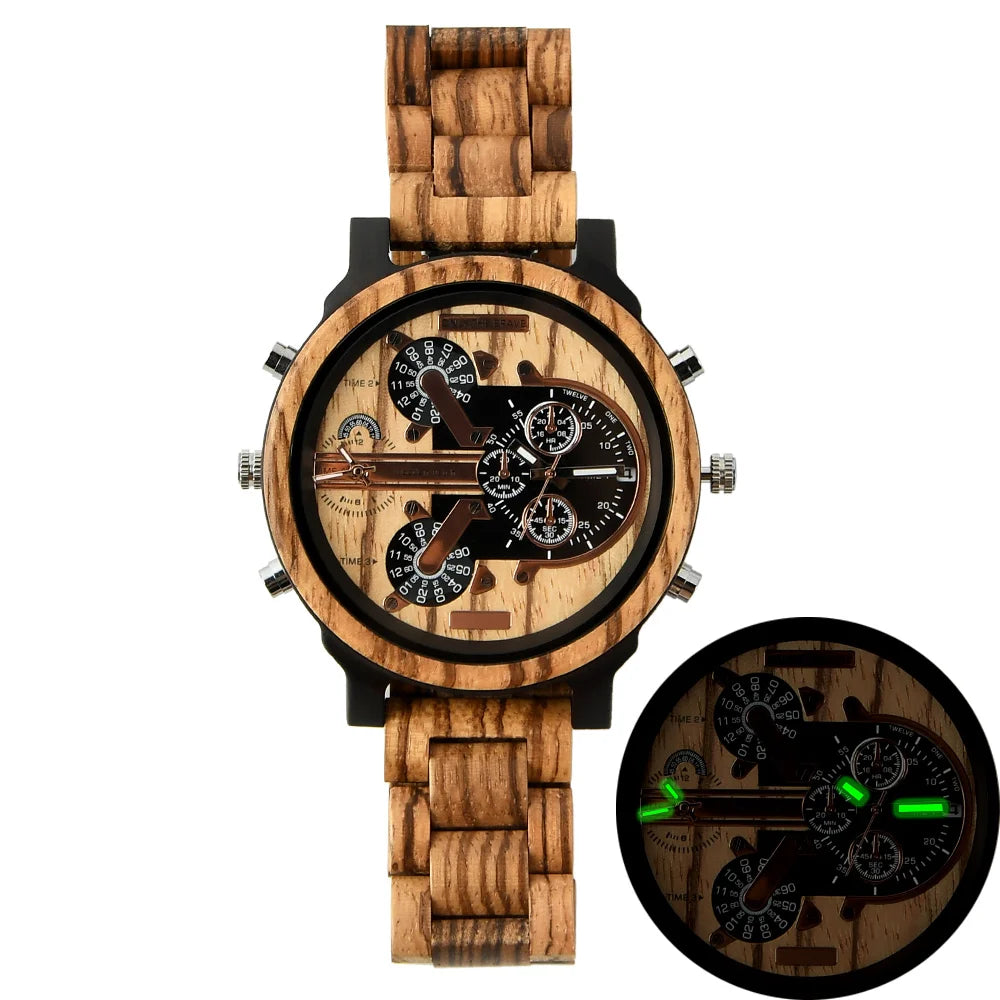 Large dial wooden wristwatches mens watch with free shipping montre en bois fashion business dieesl wood wrist watches