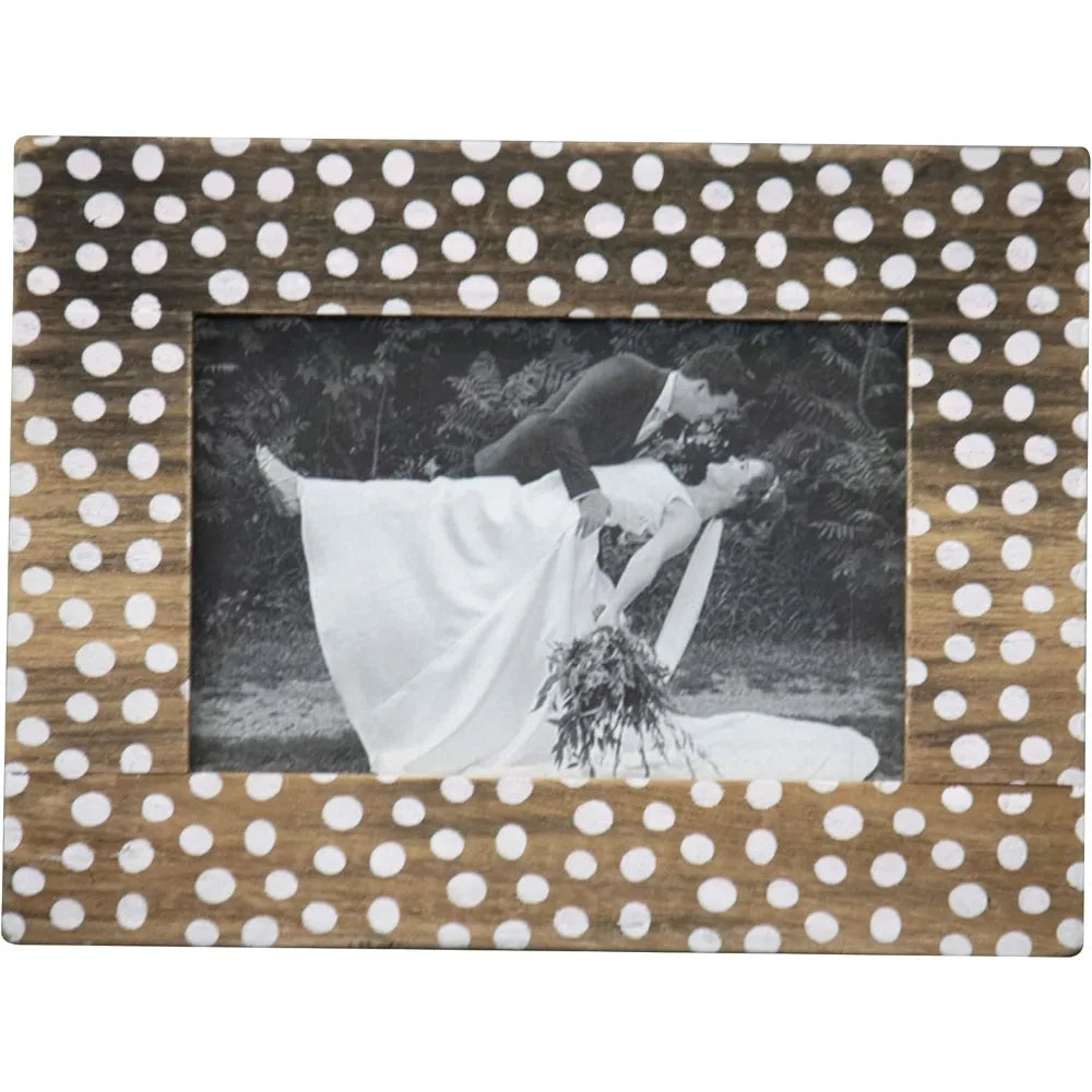 foreside-home-garden-white-polka-dot-pattern-4x6-inch-wood-decorative-picture-frame