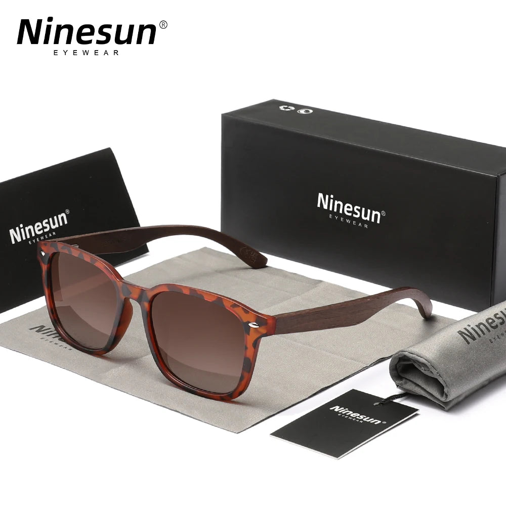 Ninesun walnut sunglasses wood high quality polarized men’s mirror lens glasses uv400 women fishing driving for holiday