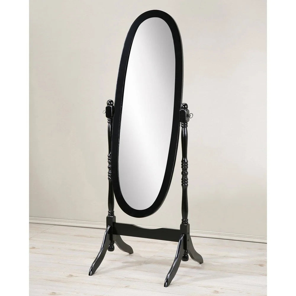 Traditional cheval mirror wood frame freestanding oval glass vintage bedroom decor adjustable height antique style