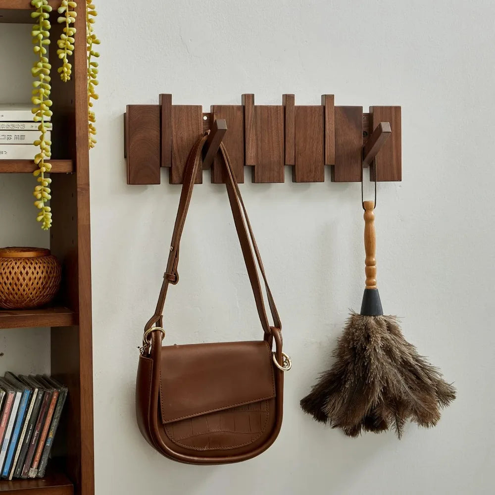 Wooden coat hooks wall mounted rack hanger mount with 4 modern piano racks