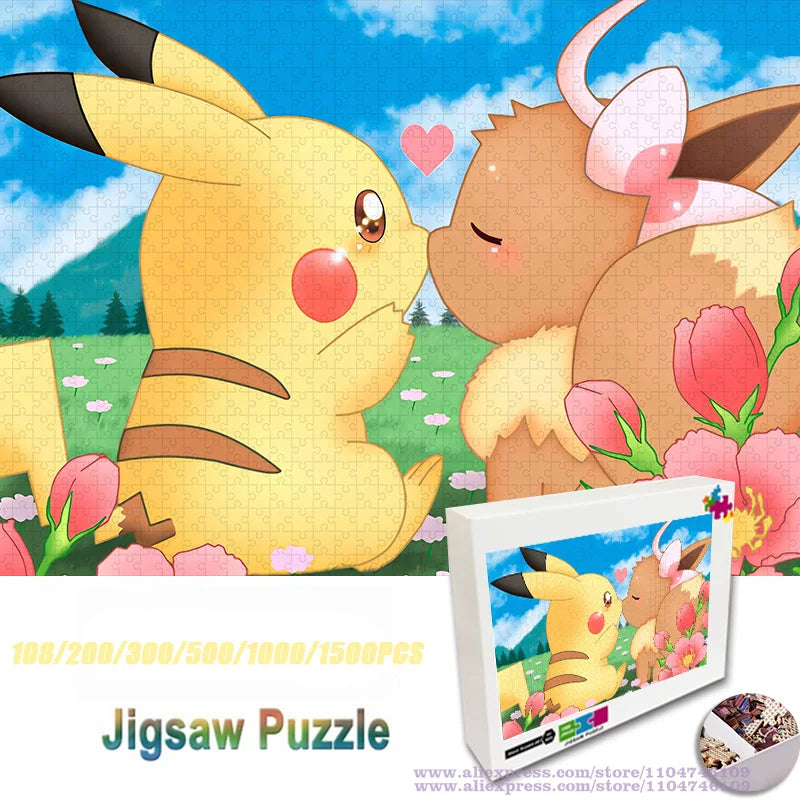 Pokemon pikachu puzzle jigsaw cartoon diy wooden 108/200/300/500/1000/1500pcs intelligence educational puzzles