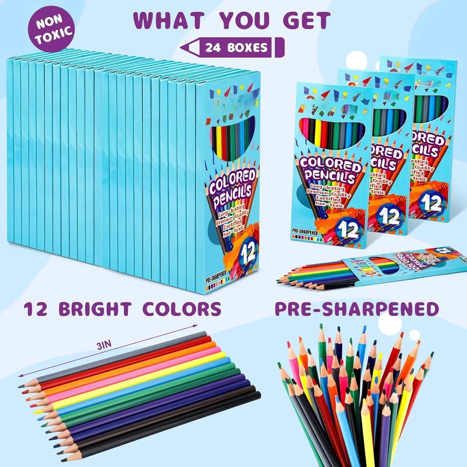 Premium color pencils soft core 288 count 12 pre-sharpened in bulk - united states / 12pack - color pencil