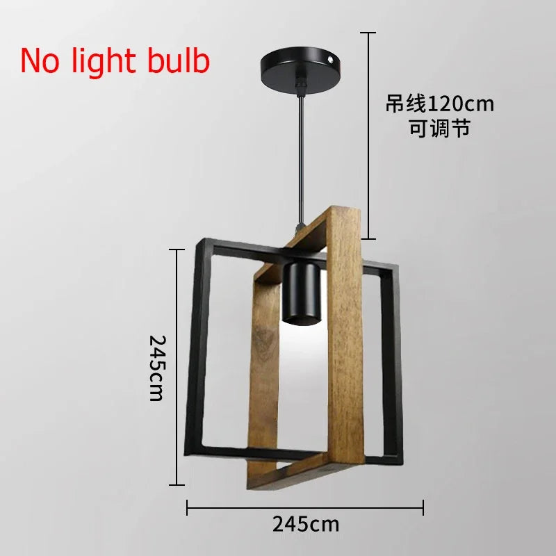 American chandelier lamp retro iron wood pendant bar restaurant lamp creative hanging light household luminaire