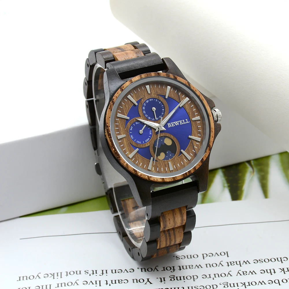 Wooden watch for men husband custom engraved wood wristwatch day&night conversion pattern gift anniversary christmas f
