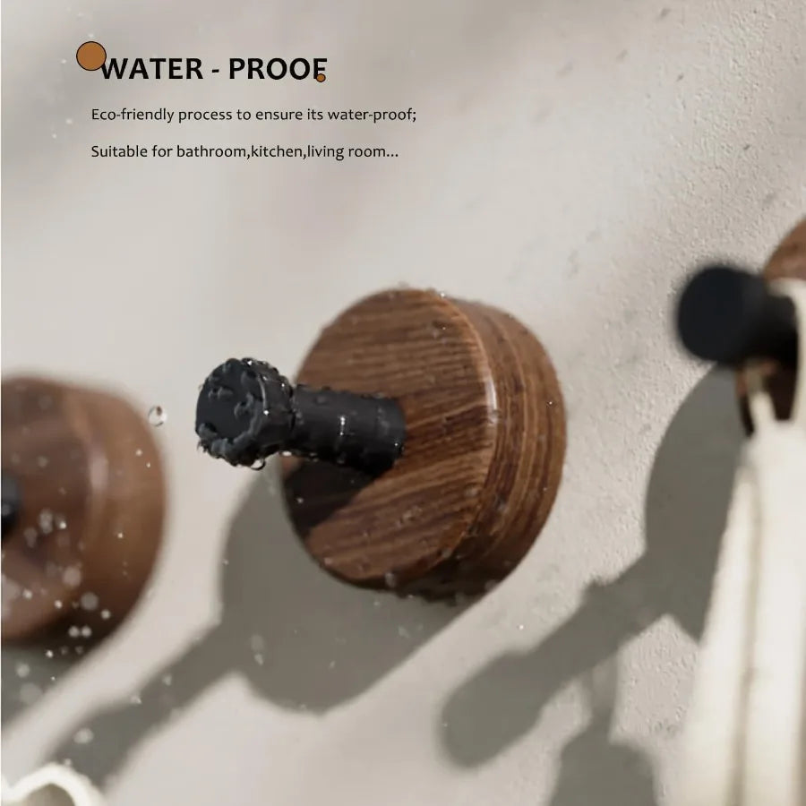 Adhesive wooden wall coat hooks3pack farmhouse decorative tural walnut wood towel hooks for hanging hats towels robe