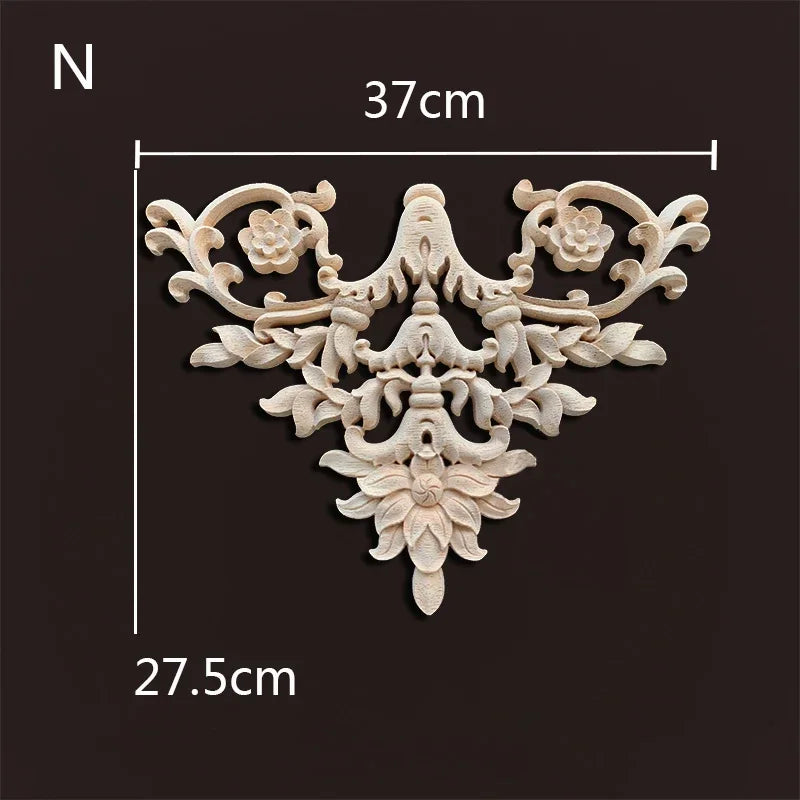 Europe wood appliques molding decals for furniture home decor carving onlays flower background wall decoration