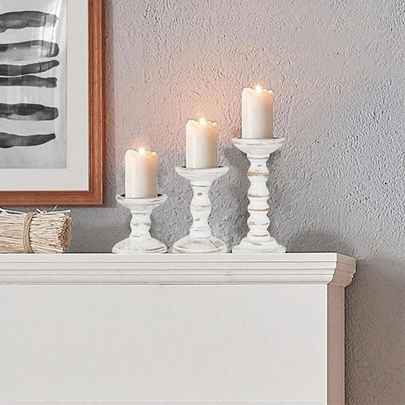 Retro texture wood candlestick old style tabletop candle holder home decoration wooden candles rack photography props