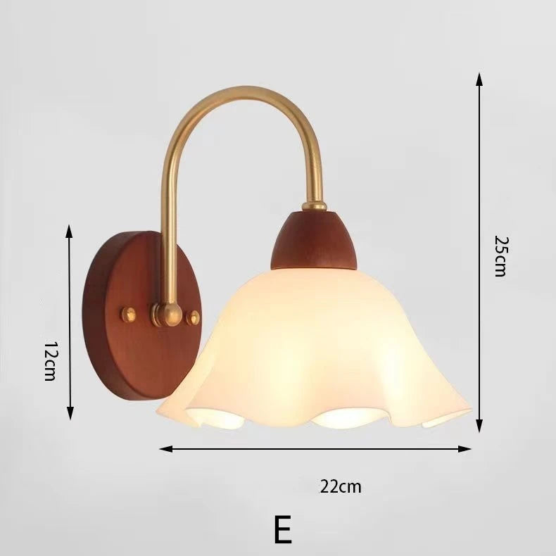 Modern indoor wall light lamp suitable for bedroom bedside living room home decor fixture wooden vintage led lamps - e