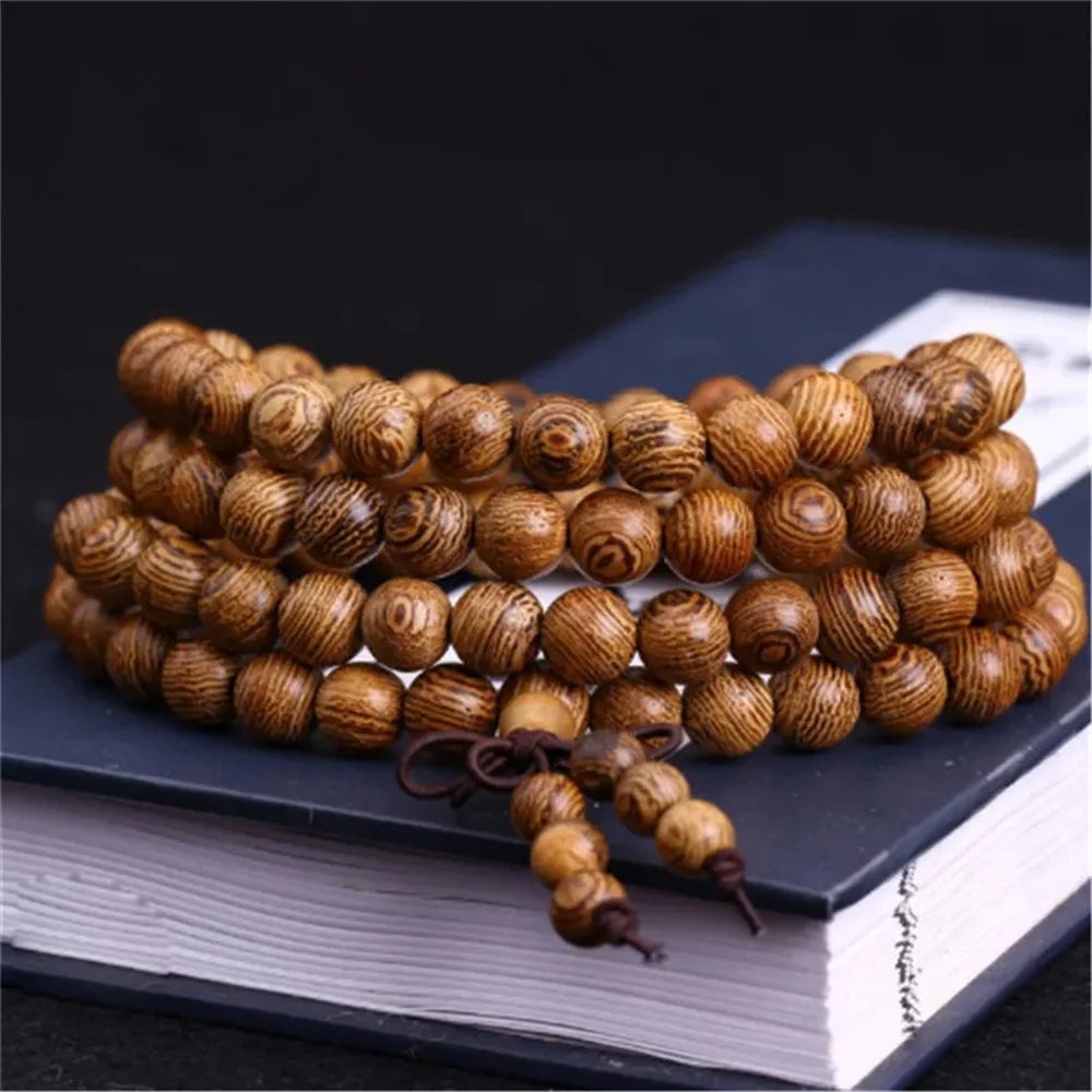 Natural sandalwood bracelet men buddhist buddha meditation bead for women prayer 108 beads rosary hanging decoration