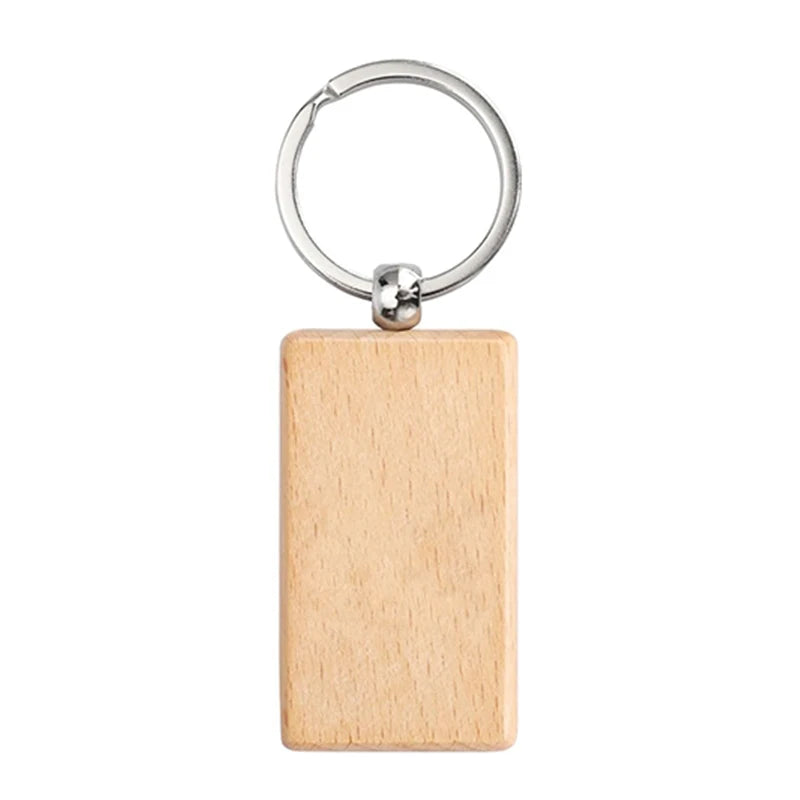 100pcs rectangular wood keyring wooden keychain - key chain
