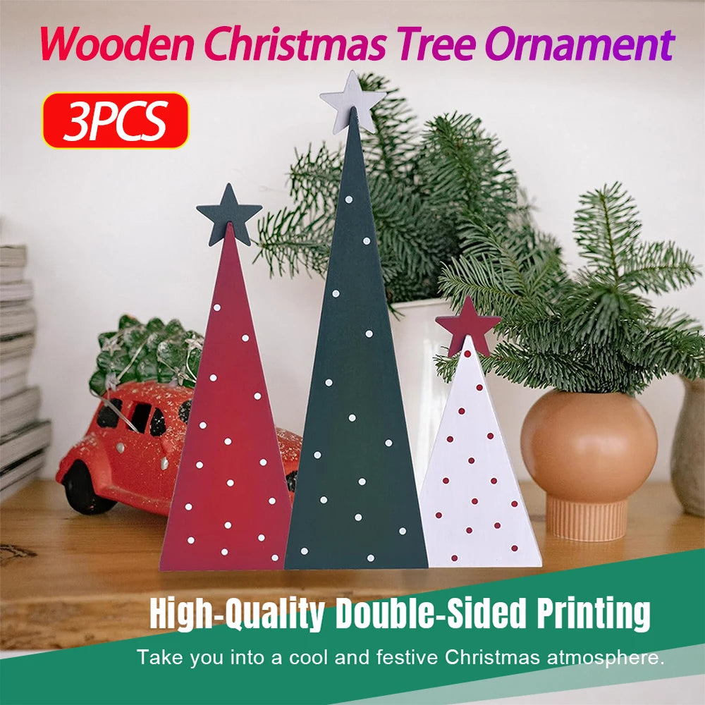 3pcs xmas trees tabletop decorations detachable star rustic tree table signs christmas wood sign for home office decor