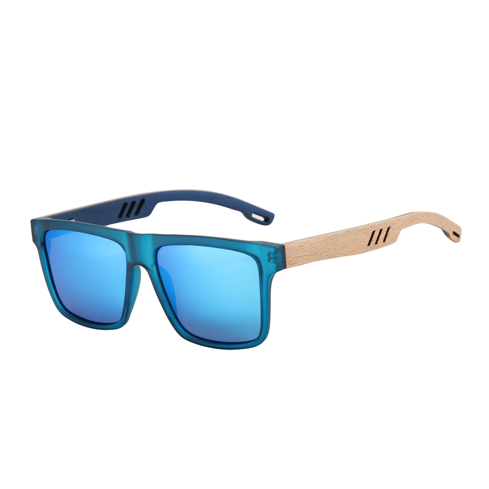 Zenottic walnut wood sunglasses with dark polarized lenses for men and women | uva/uvb ray protection - 004 / znottic