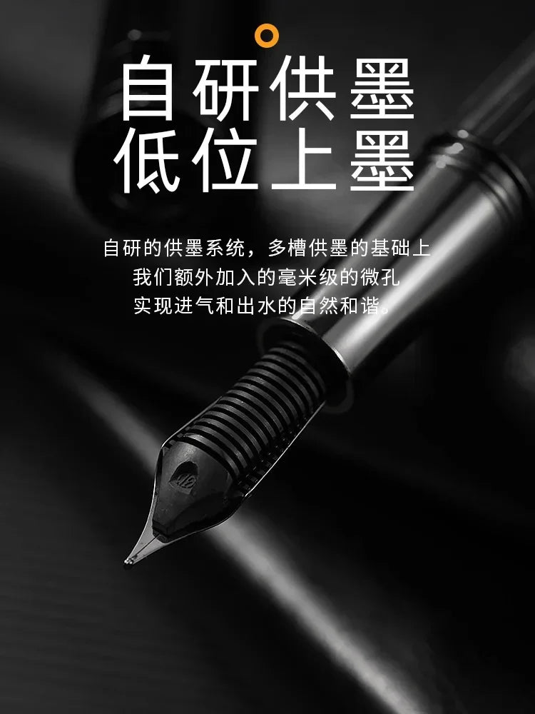 New retro hongdian 1866 balck wood fountain pen soft elastic 35# nib writing ink school office supplies gift pens