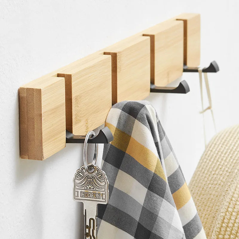Hole-free invisible hook wall-mounted entrance door folding coat clothes hanging rack into the bathroom row key hooks