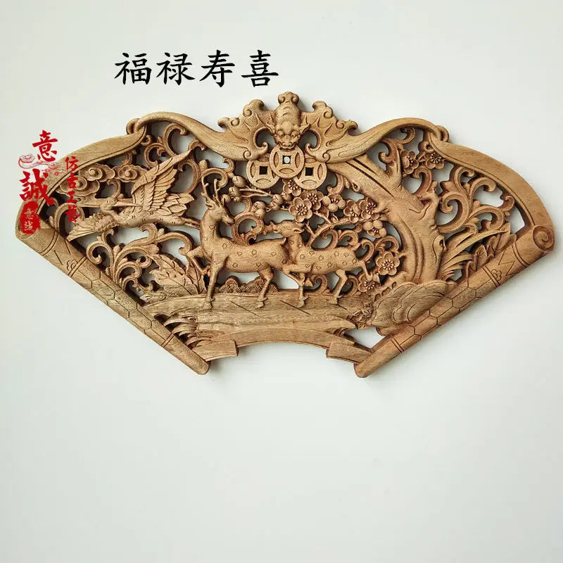 Traditional chinese woodcarving wall hanging camphor wood 3d exquisite dragon phoenix flower carving craft home