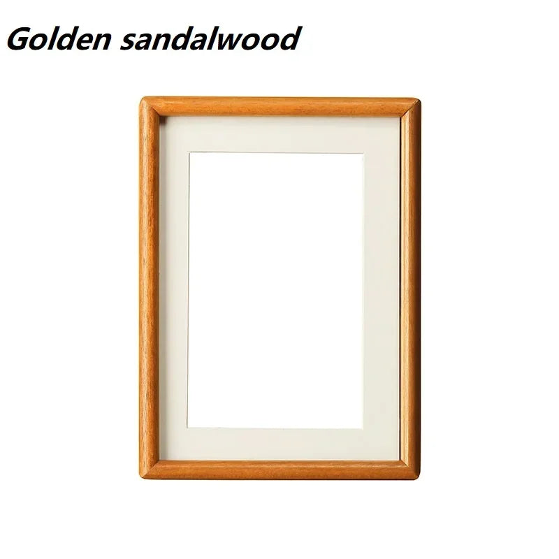 Solid wood round corner picture frame walnut and golden sandalwood minimalist design tabletop home decor - 32x22cm a4-b