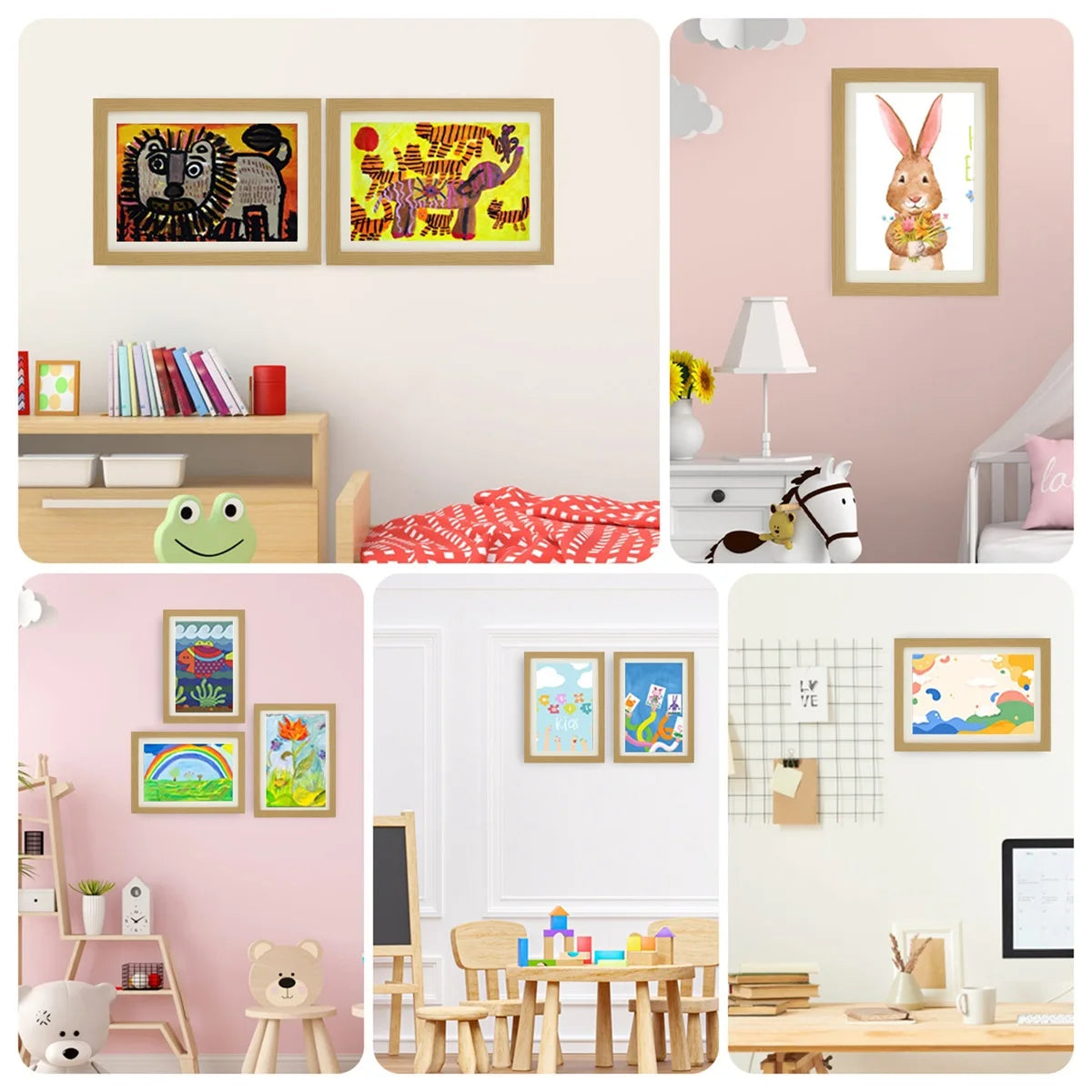 1/2pcs kids art frame set a4 front opening photo frames wooden artwork display for 100 pictures horizontal
