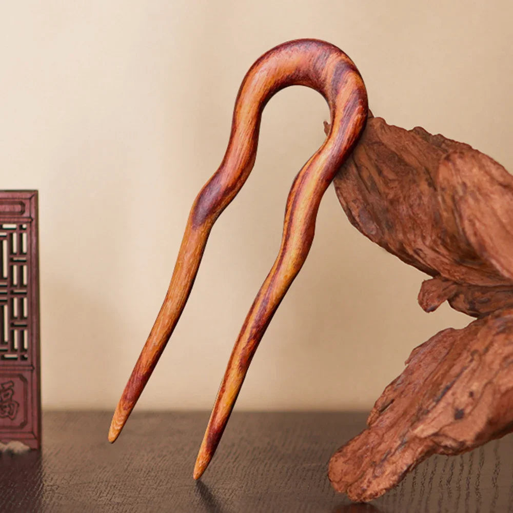 Wooden hairpins u shaped hair sticks chinese hanfu accessories simple sandalwood bun chopsticks girls retro jewelry