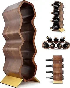 Wood wine rack 7 bottle 2 tier wooden countertop free standing shelf - holder stand for home bar tabletop - united