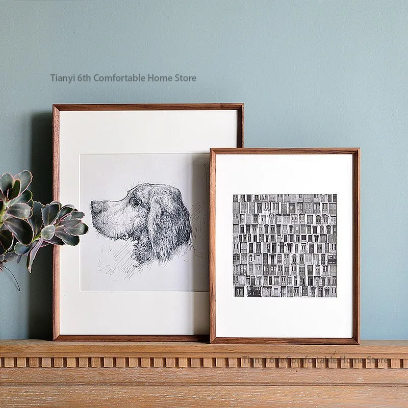 Japanese solid wood photo frame nordic originality simple design kids art living room show home decor porta retrato fypf