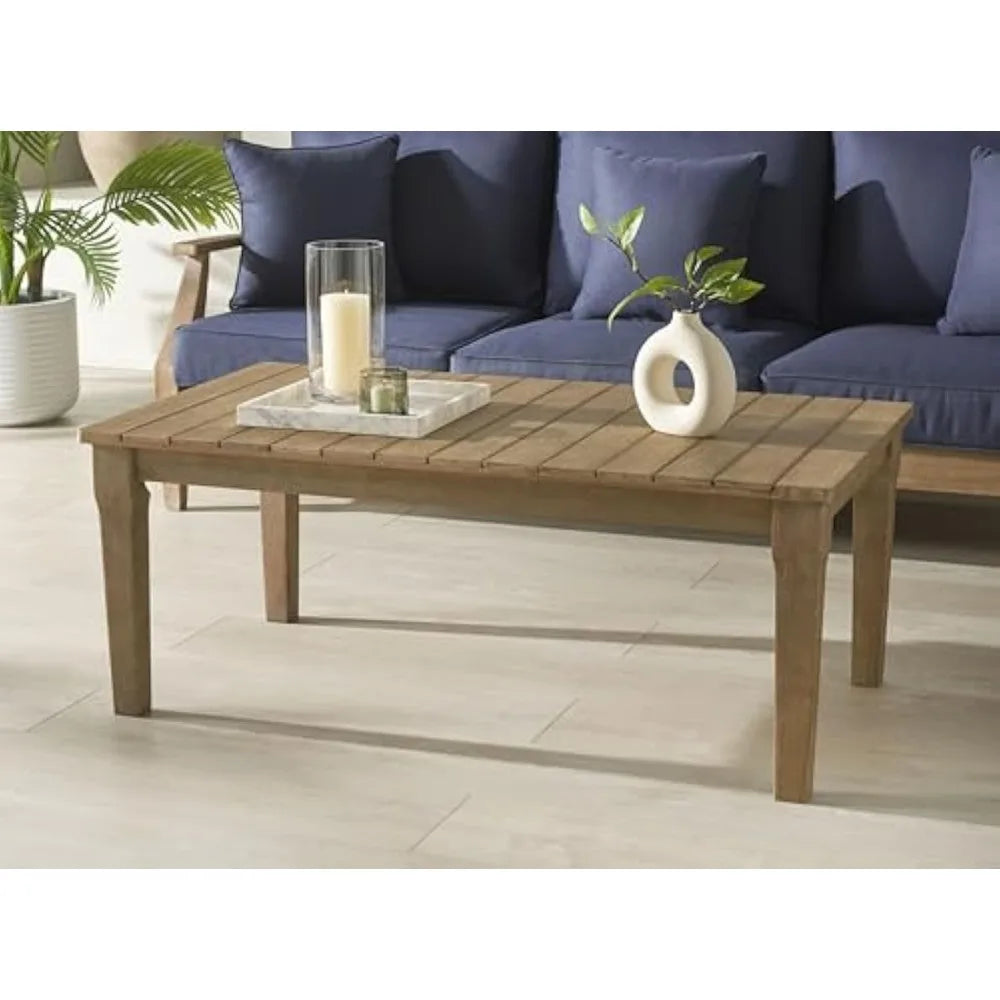 Luxury outdoor martinique natural wood coffee table by safavieh couture patio - united states